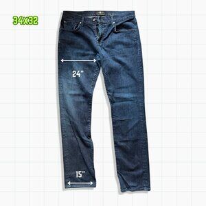 7 For All Mankind Men's 34x32 Luxe Performance "The Straight" Dark Wash Jeans